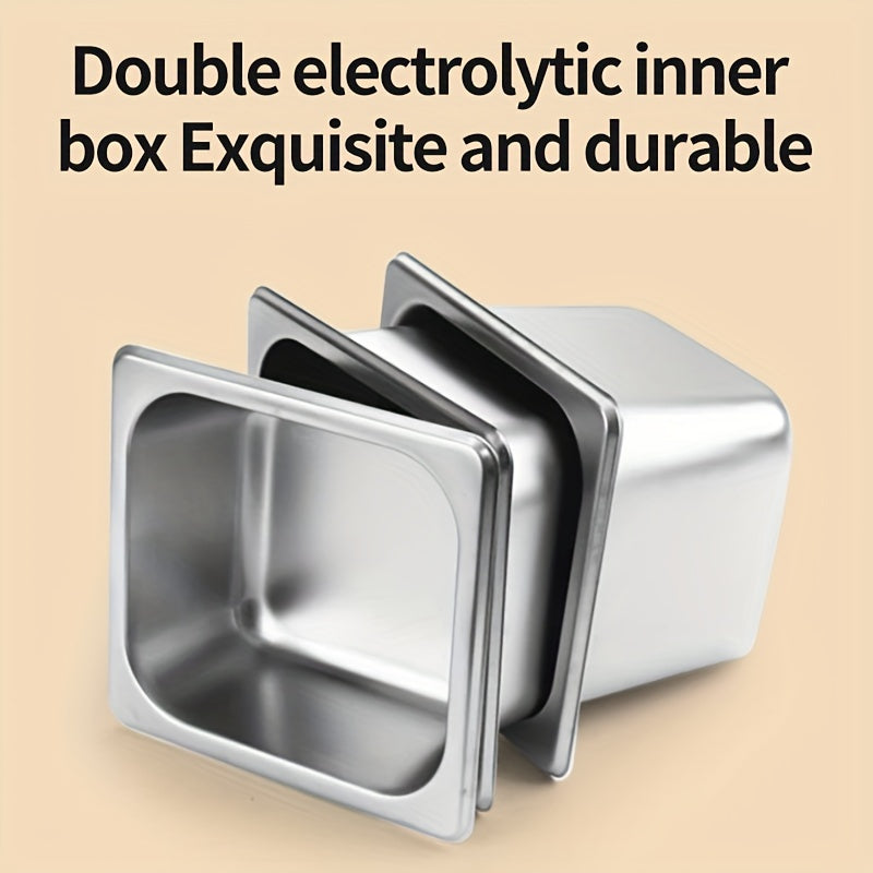 3-Compartment Stainless Steel Spice Organizer with Condiment Containers for Kitchen and Restaurant