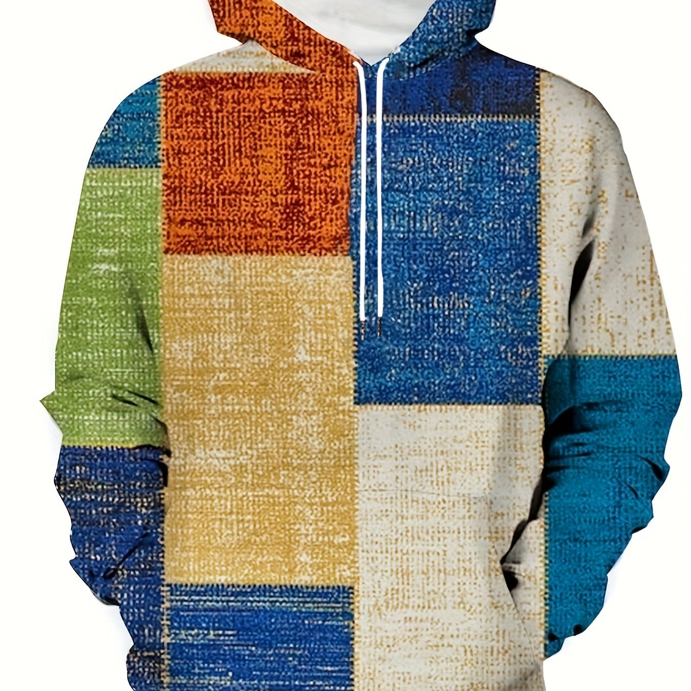 Men's Polyester Patchwork Hooded Sweatshirt for Sports Outdoor Spring Autumn Plus Sizes