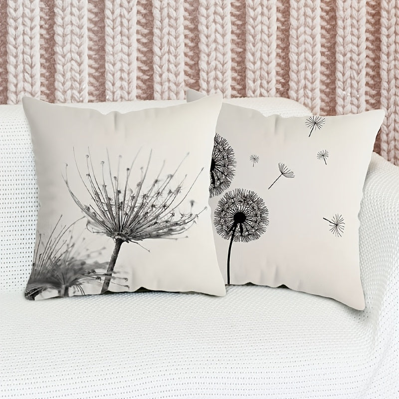 Dandelion Print Square Cushion Cover 44.96cm Polyester Zippered Single-Sided