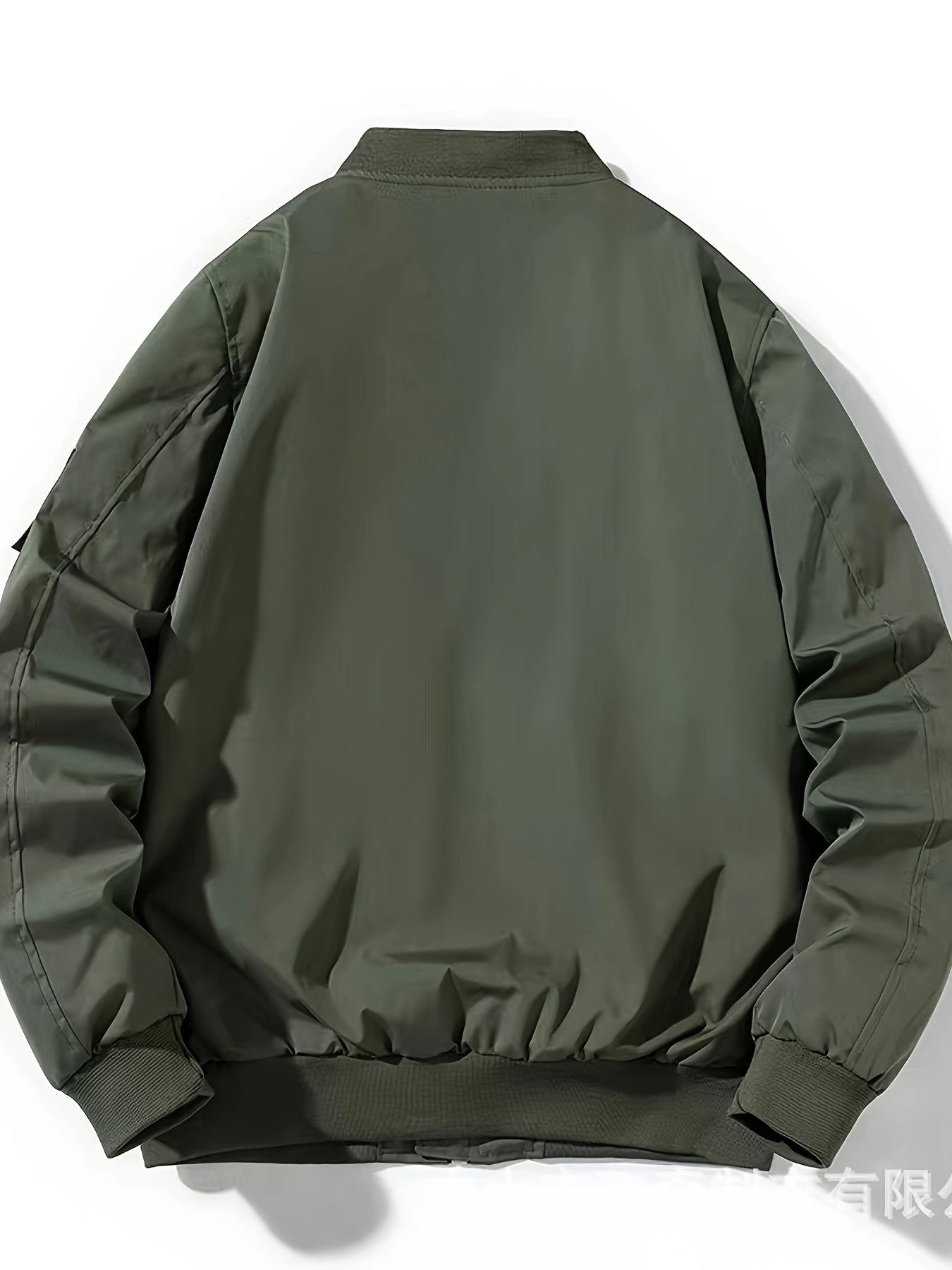 Plus Size Men's Olive Green Bomber Jacket Vintage Military Baseball Style All-Season Polyester