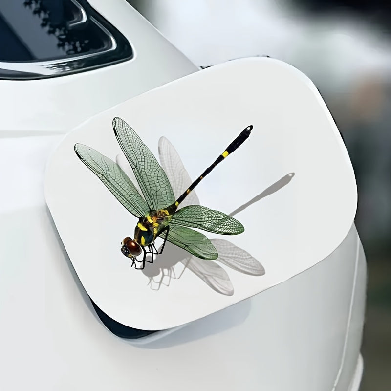 Pegatina de vinilo 3D libélula impermeable, resistente a los arañazos, verde y amarilla, para coche, portátil, motocicleta, decoración