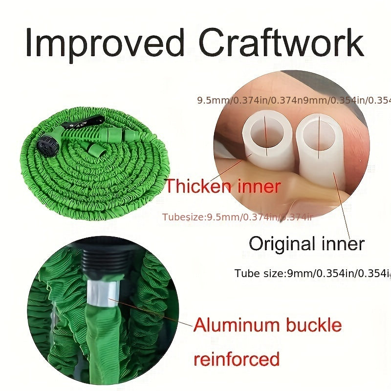 Vibrant Green Expandable Garden Hose 7.62m 15.24m 22.86m 30.48m with Multi-Purpose Sprayer