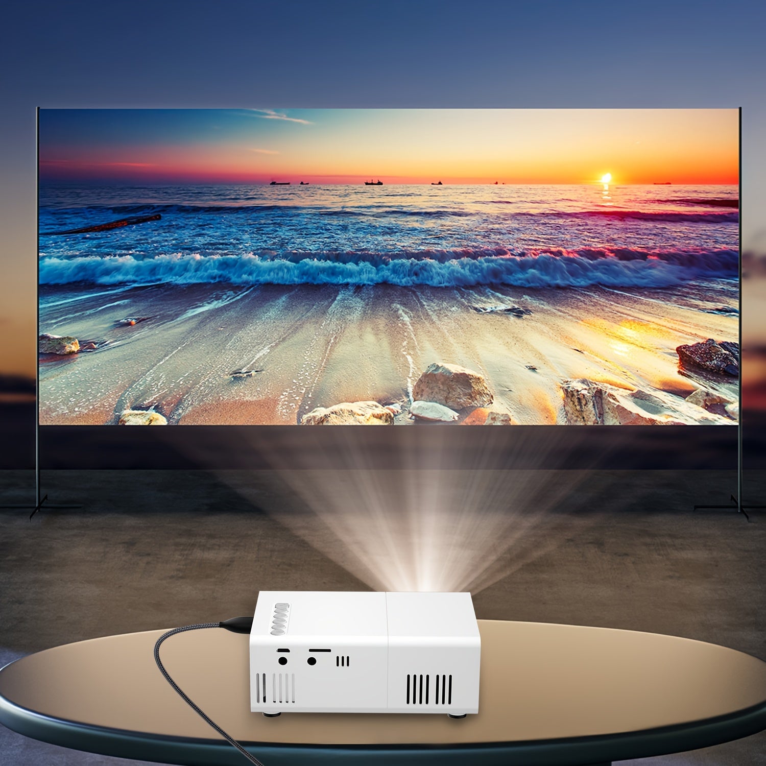 Mini Portable LCD Mini Projector for Family Movie Night 1280x720 HD 50 Lumens