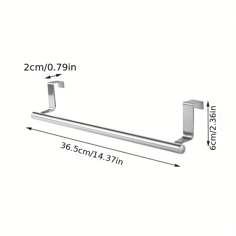 Barra de toalla de acero inoxidable para puertas y armarios de baño sin necesidad de perforar