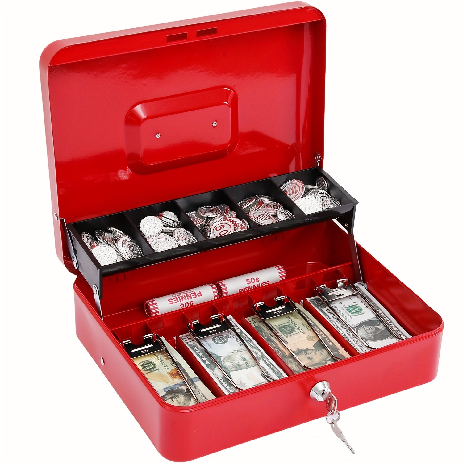 Iron Money Box with Lock for Cash Storage and Organization