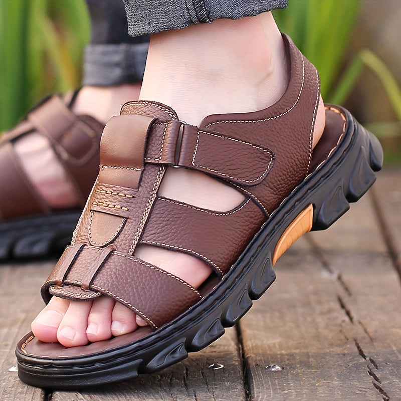 Men's Summer Casual Hiking Sandals Leather PU Comfortable Outdoor Footwear
