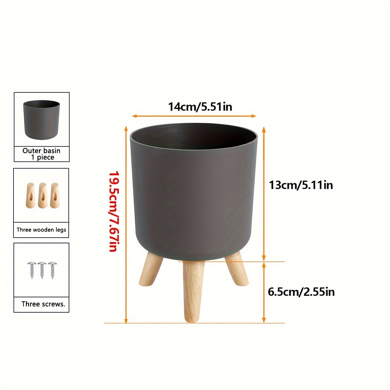 Wooden Leg Planter Indoor Outdoor Floor Standing Modern Decorative Plant Pot