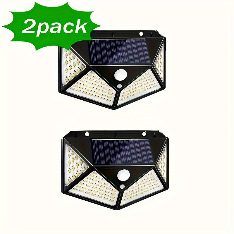 Solar Wall Light 100 LED Motion Sensor Outdoor Garden Patio Pathway 3 Modes