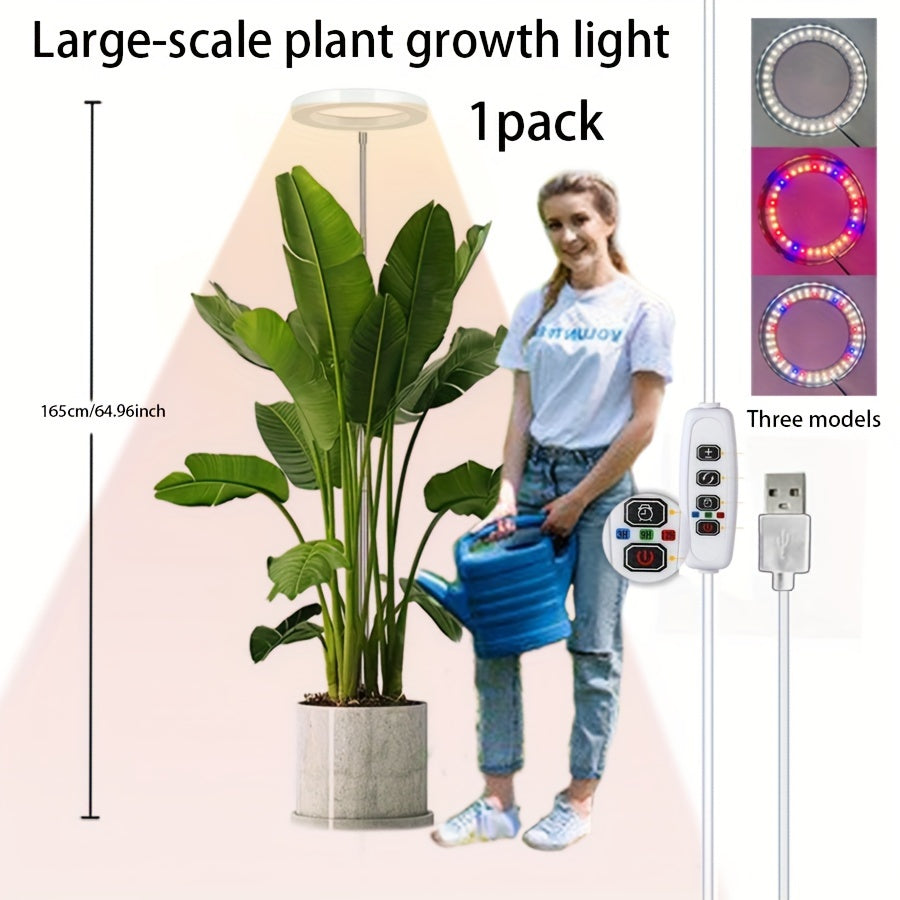 Adjustable USB Indoor Plant Grow Light with Timer and Height Up to 165 cm