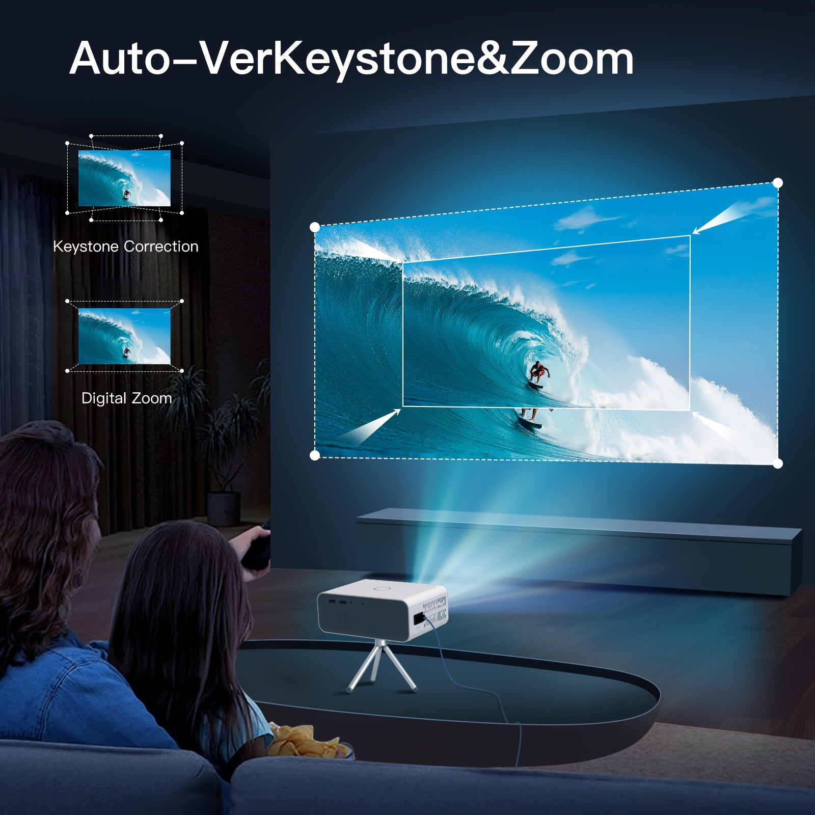 Mini Portable Projector 4K HD Support 1080P Dual WiFi Brightness