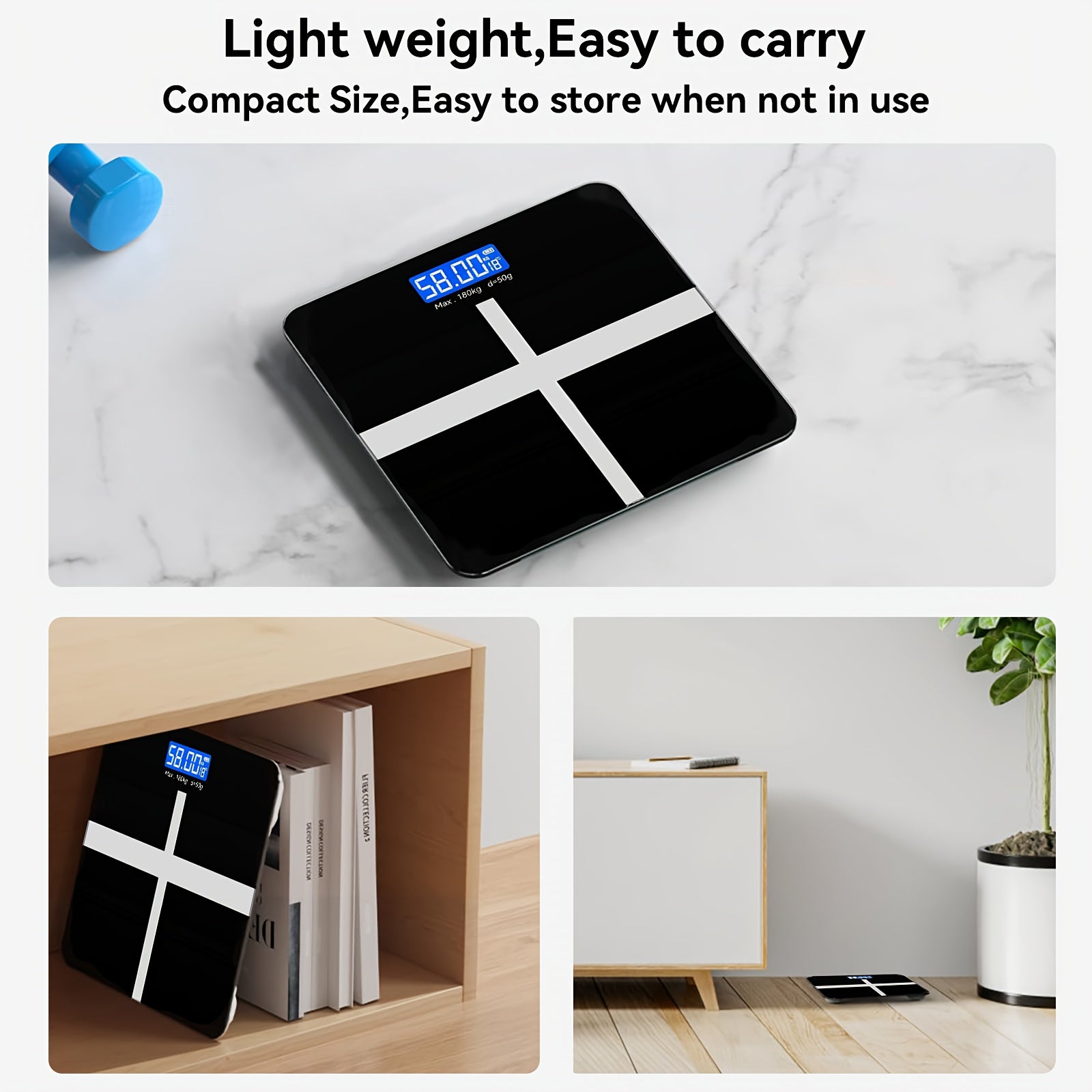 Yuqori aniqlikdagi elektron vazn o'lchagich, 179.62 KG sig'im, KG va funtlar o'rtasida almashtiriladigan, keng platforma, harorat bilan LCD ekran, uy va sport zalida foydalanish uchun ideal.