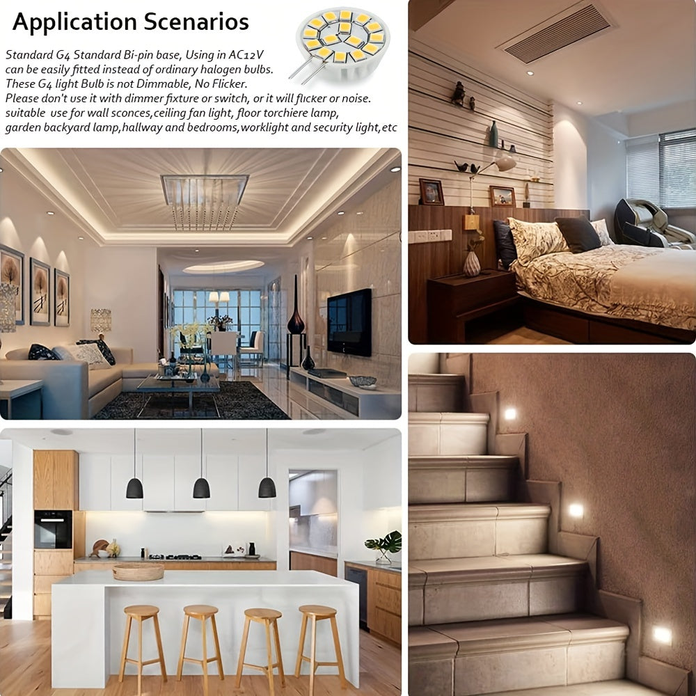 G4 LED lampochka 2W, 120° nur burchagi, 12V AC/DC, 200LM, tebranishsiz, landshaft/oshxona/post/joylashtirilgan yoritish o'rnini bosuvchi, iliq/tabiiy/sovuq oq (4 dona/8 dona)