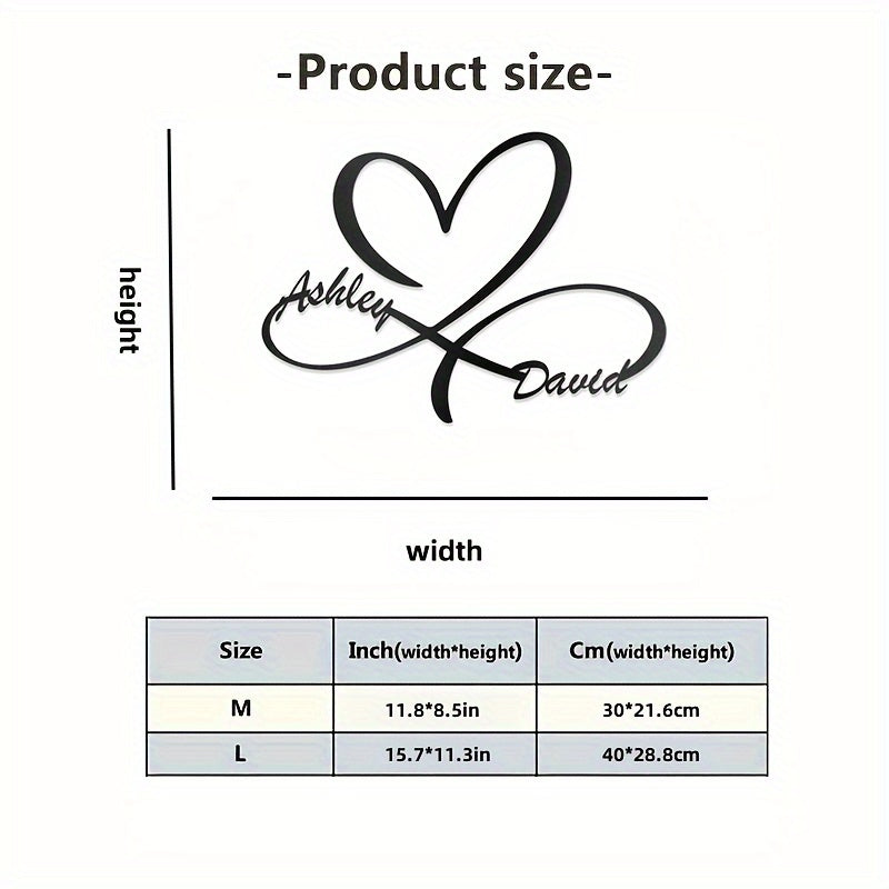 Metal Wall Art Heart Shape Customizable Monogram for Wedding or Couple Gift