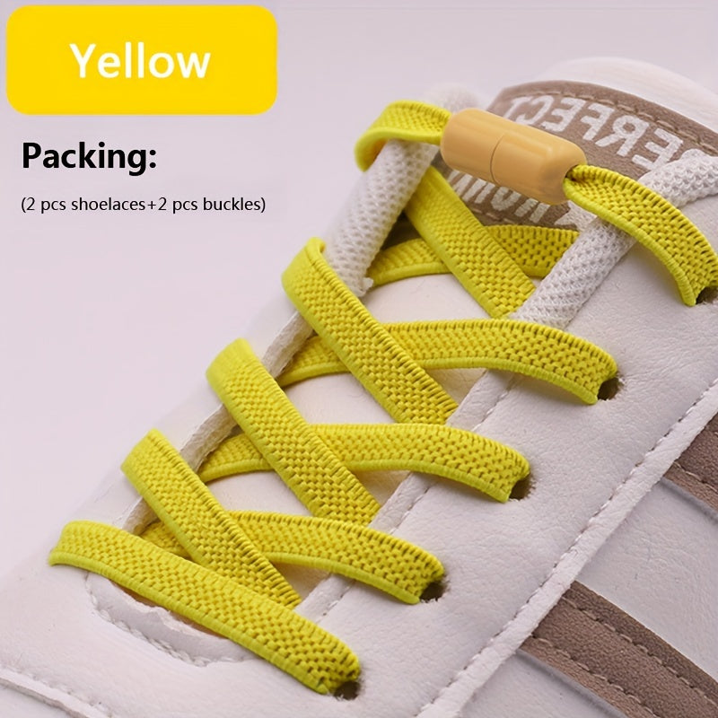 Uniseks elastik No-Tie oyoq kiyimlari rang-barang Lazy Shoe Flat Laces for Sneakers
