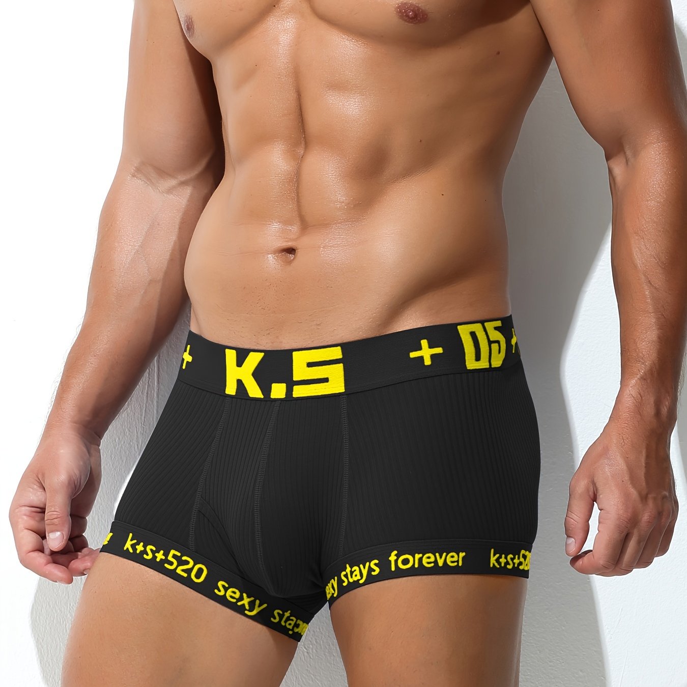 Men's Cotton Boxer Briefs Solid Color Lightweight Comfort High Stretch Knit Fabric