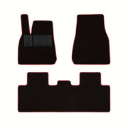 Custom All-Weather Carpet Floor Mats for Tesla Model Y Left Drive Red Edging