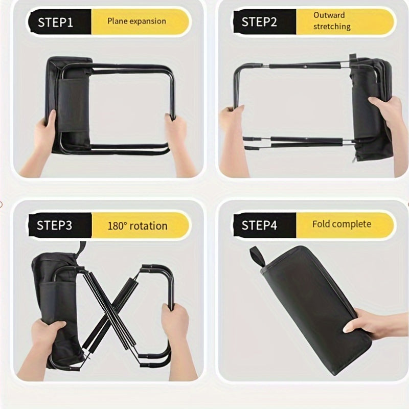 Adult Folding Stool Portable Camping Chair with Steel Frame