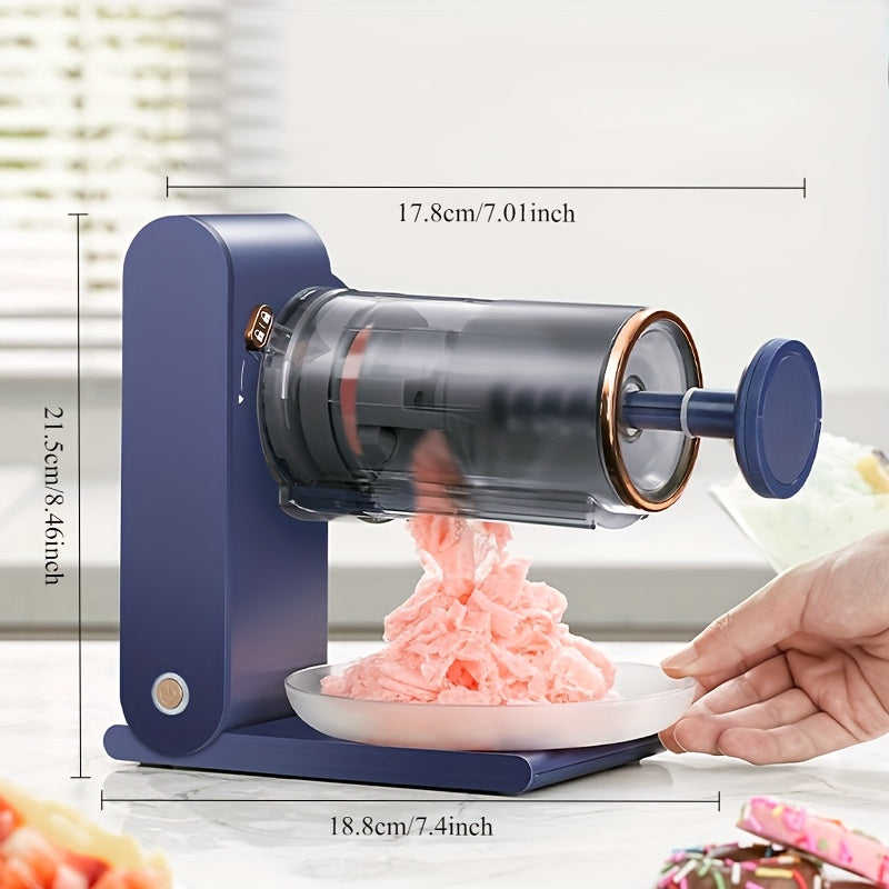 Enleber USB Rechargeable Shaved Ice Cone Machine with Stainless Steel Blades, 2 Reusable Ice Molds. Ideal for Home Kitchen & Camping. Durable and Modern.