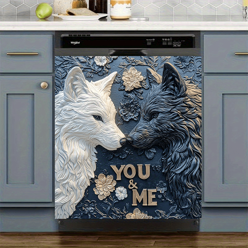 Romantik Boʻrdoq Juftligi Magnit bilan "Siz va Men" Gul Relief Sanʼati Suv oʻtkazmaydigan Muzlatgich Dekori 58.5x65 sm