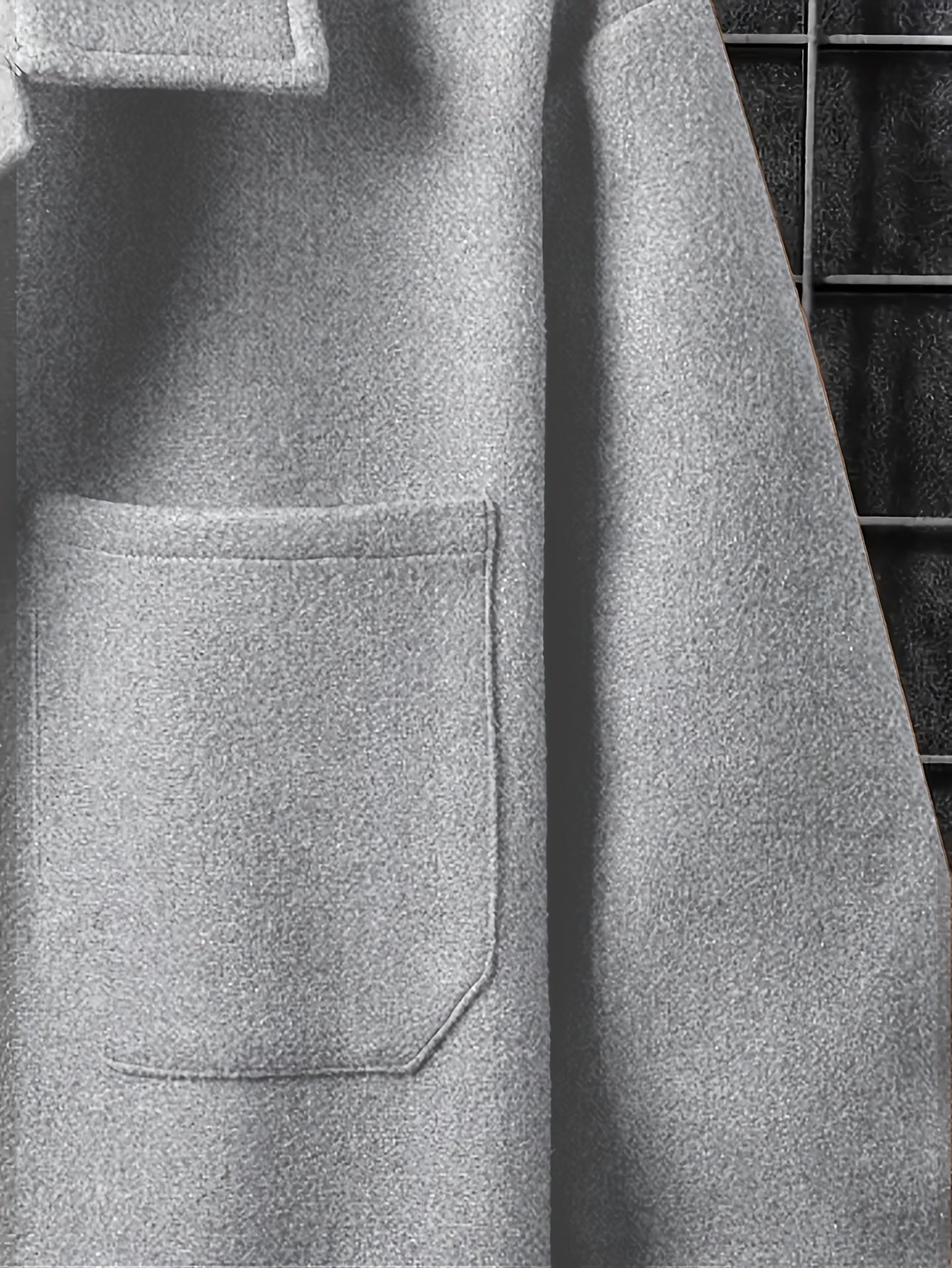 Men's Plus-Size Casual Wool Blend Jacket with Front Pocket and Turn-Down Collar