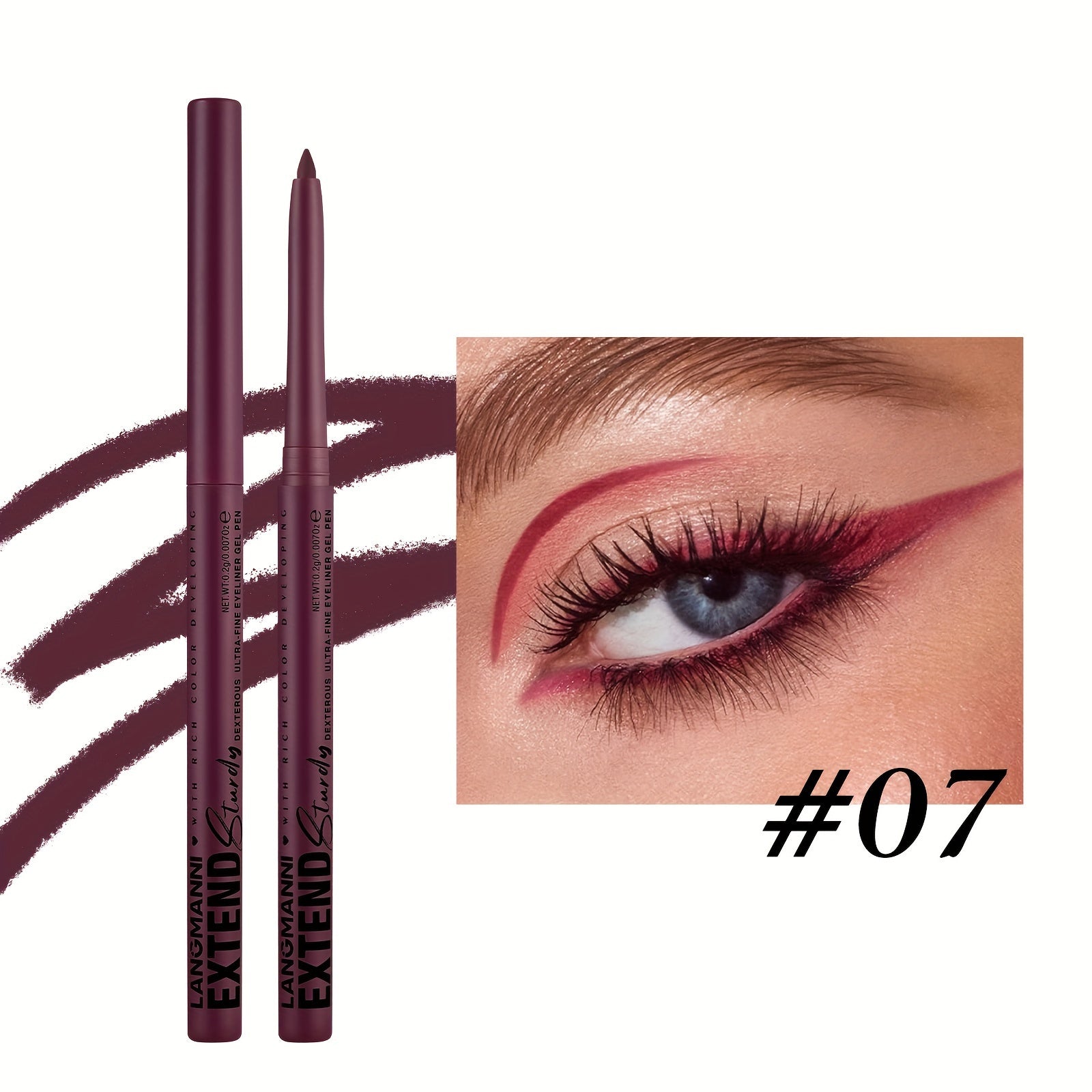 Women Eyeliner Gel Pen 12 Colors Long-Lasting Waterproof Smudge-Proof Brown
