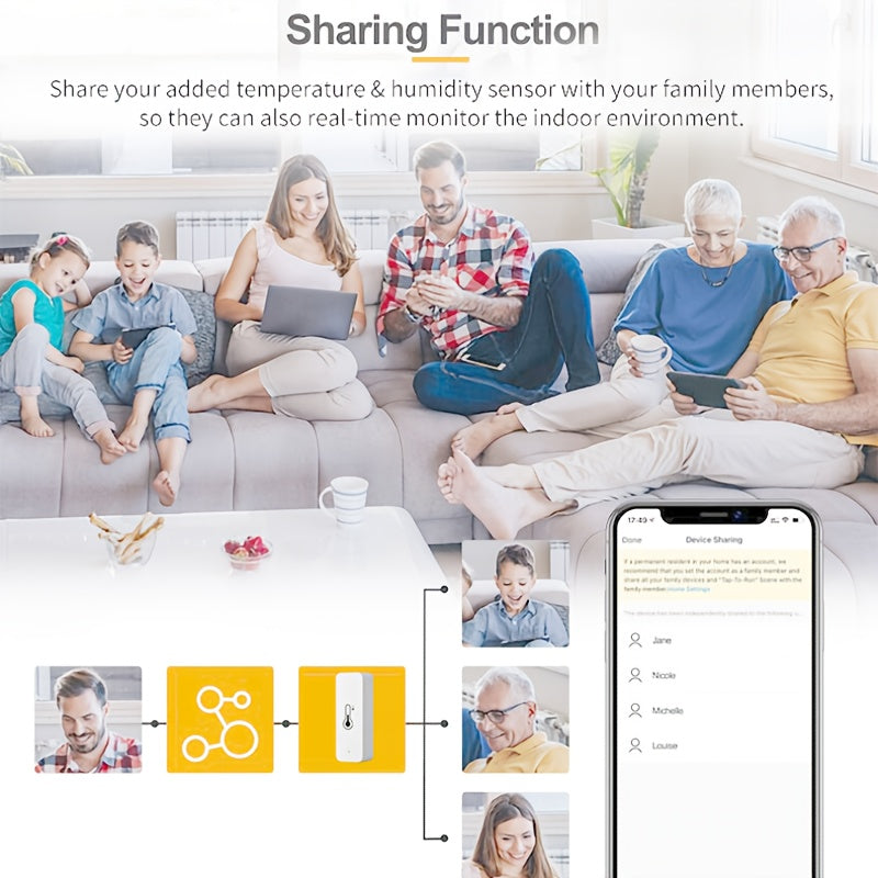 Sensor de temperatura y humedad WiFi mini para automatización del hogar inteligente, control por voz compatible con Alexa y Google