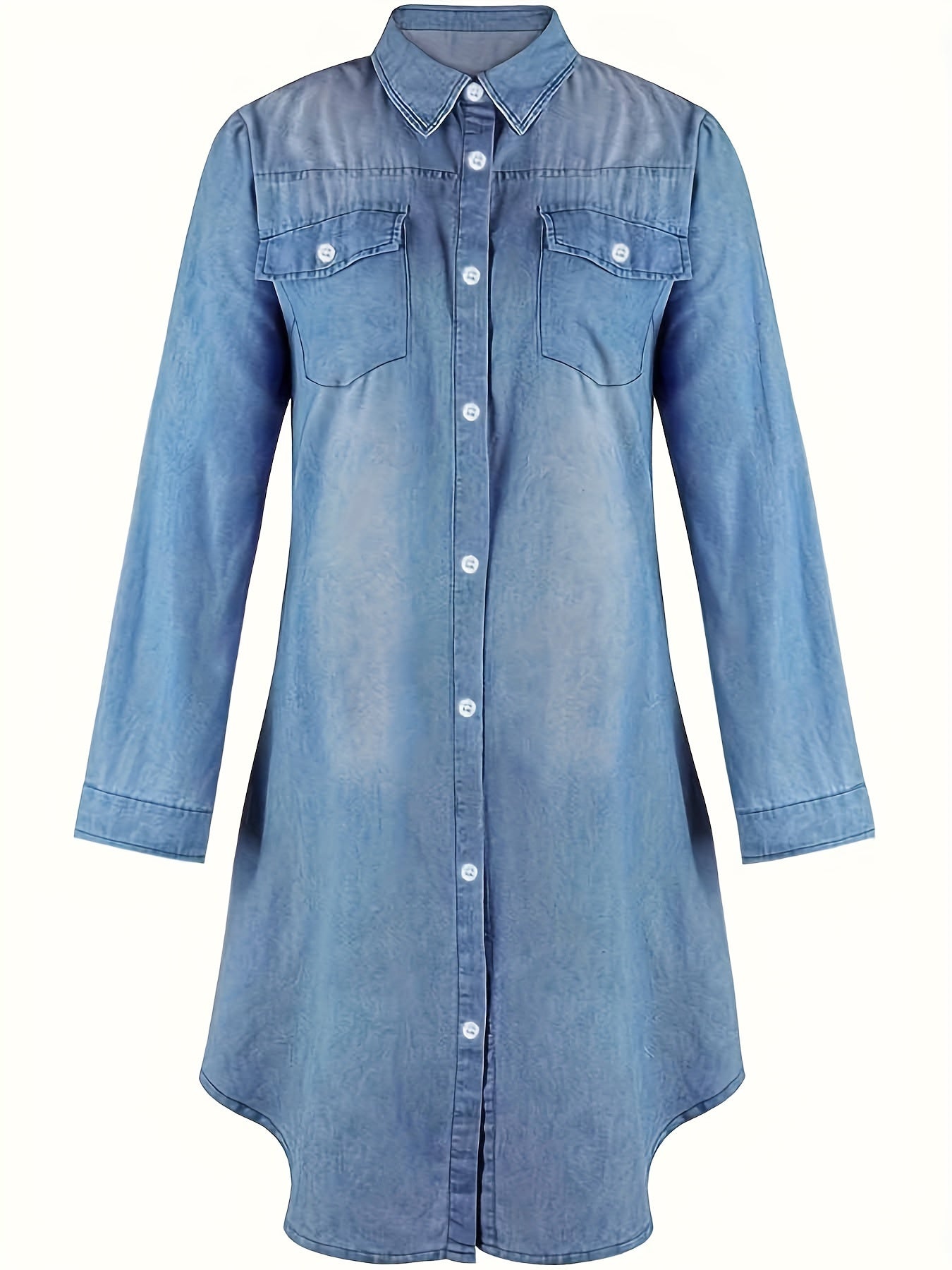 Plus-Size Loose Denim Dress Short Sleeve Casual Summer Black