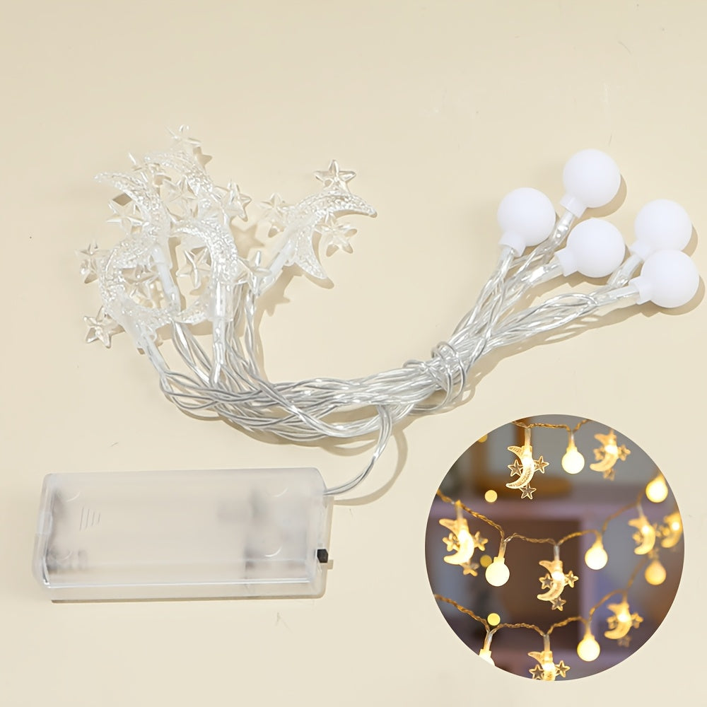 Ramadan Moon and Star String Lights Battery Operated Indoor Decoration for Eid and Parties