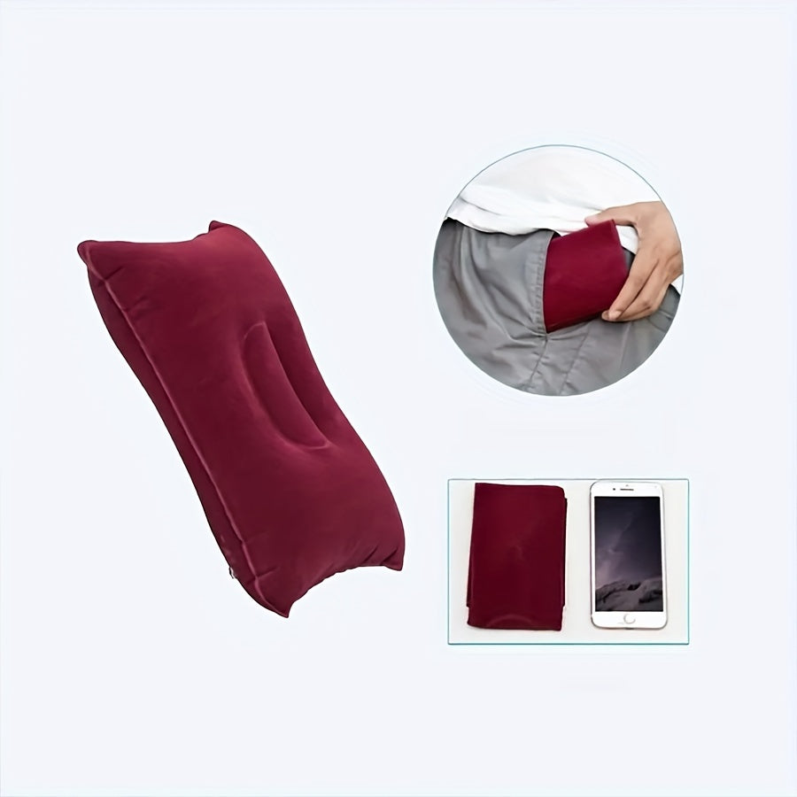 Inflatable PVC Pillow with Flocking Square Design for Camping Travel and Sleeping