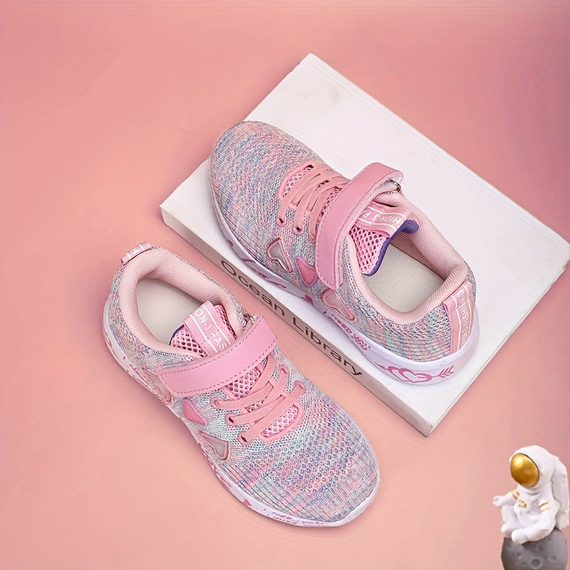 Girls Breathable Lightweight Sneakers with Hook-and-Loop Closure for All Seasons