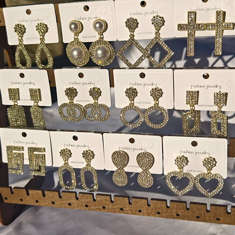 To'rt juft porloq rhinestone osma quloq uzuklaridan iborat hashamatli sovg'a to'plami