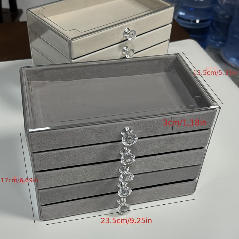 Органайзер для украшений из бархата с боковыми дверцами, 5 уровней, современный дизайн для серег, часов, аксессуаров