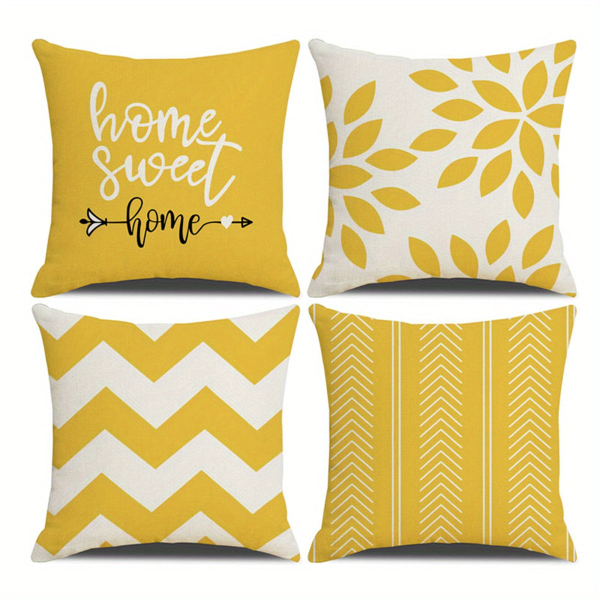 Four Piece Square Cushion Cover Set with Zipper Printed Pillowcases for Living Room and Bedroom Decor