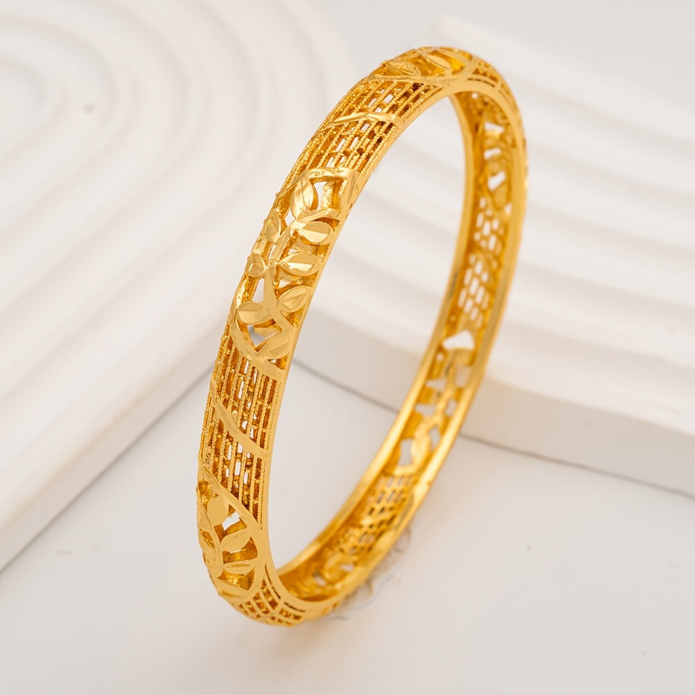 Set of 4 Elegant Dubai-Inspired Filigree Alloy Bangles for Brides and Festivals