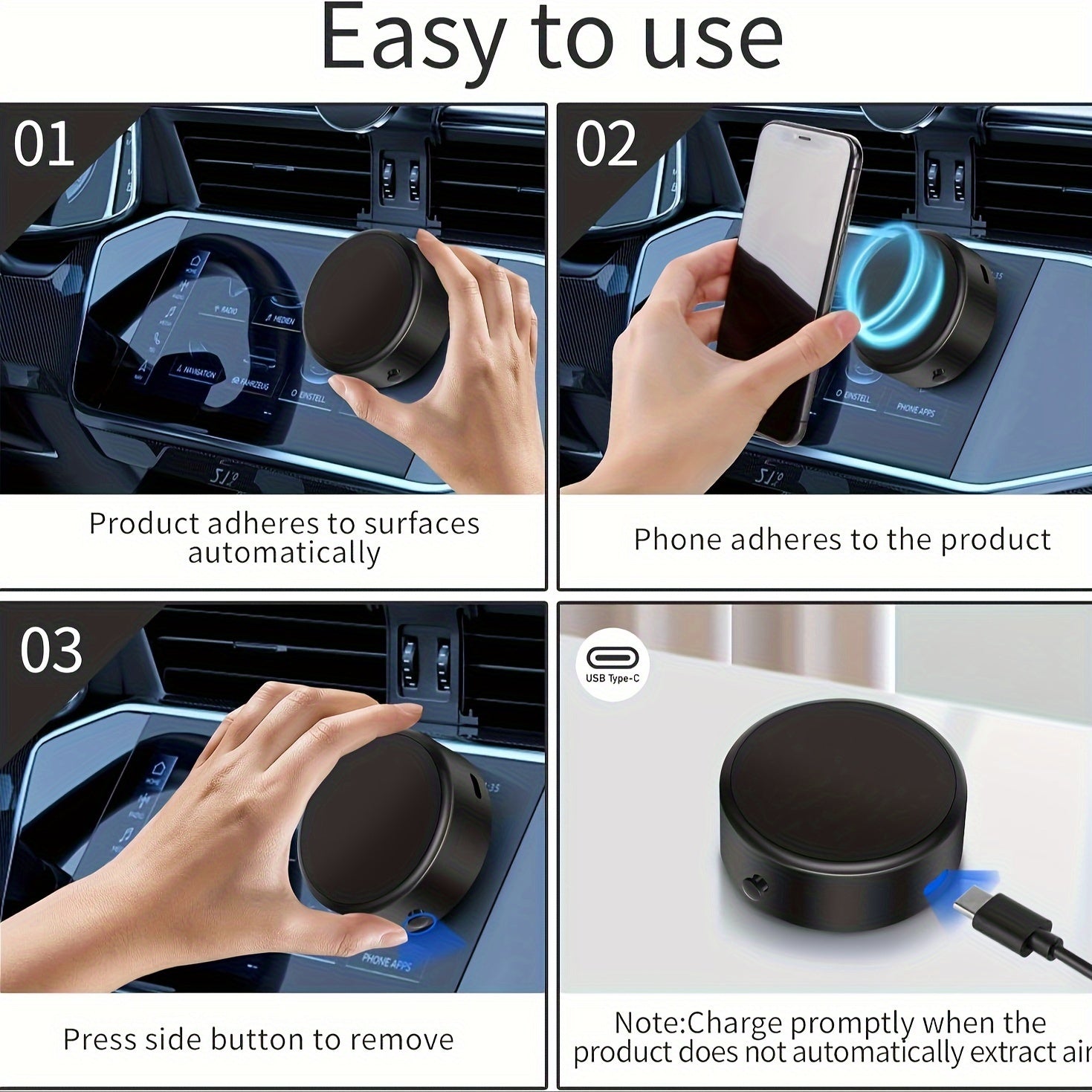 Mashina shisha va silliq sirtlar uchun magnit telefon tutqichi, portativ va kuchli yopishqoq