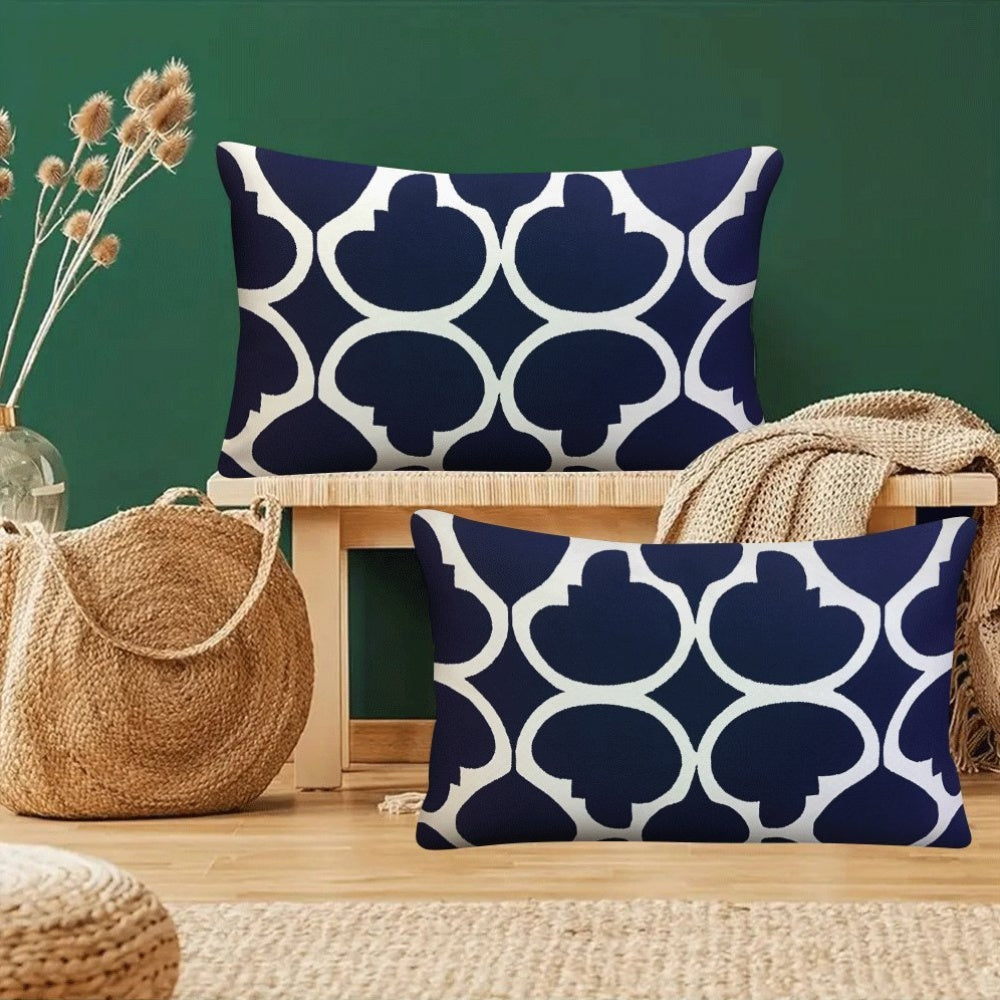 Ikki dona Vintage Boho Geometric Flannel yostiq qopqog'i 50.8x30.48 sm, suv o'tkazmaydigan, mashina bilan yuvish mumkin