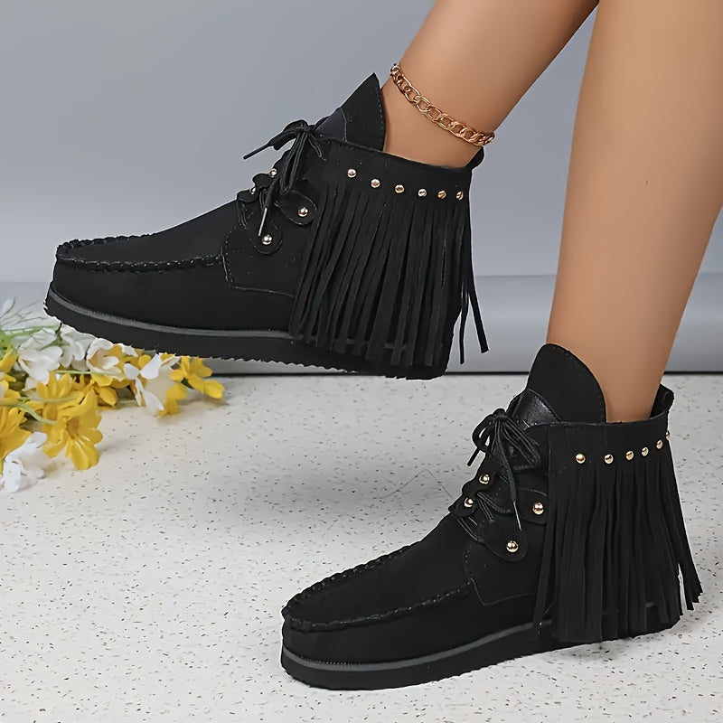 Женские ботинки на платформе с пряжками и бахромой, стиль для всех сезонов