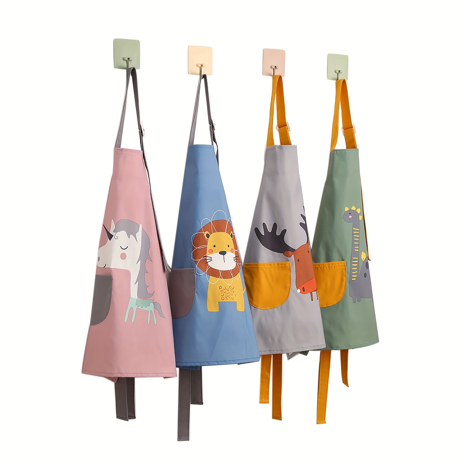 Kids Waterproof Aprons with Pockets, Adjustable Polyester, for Cooking and Painting (2 Pack)