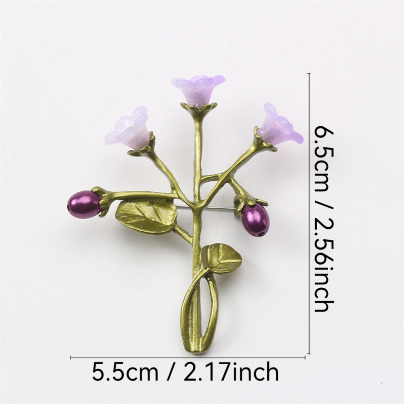 Petunia Flower Brooch Enamel Alloy Geometric Floral Jewelry Accessory