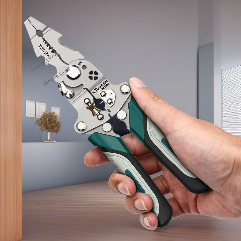 Tuosen sanoat darajasidagi simlarni qirqish asbobi yuqori uglerodli po'latdan tayyorlangan bo'lib, ko'p funksiyali burama vint dizayni va egiluvchan kauchuk bilan qoplangan tutqichga ega. Shuningdek, u bo'linadigan pullyga ega.