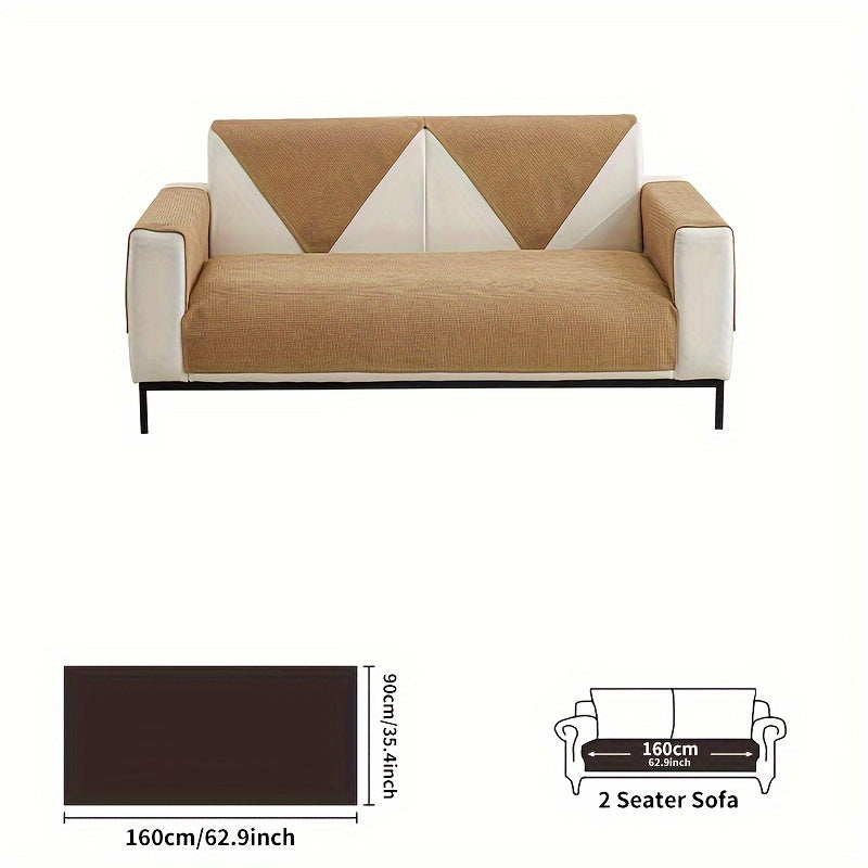 Chenille Sofa Cover Spill-Resistant Pet-Friendly Non-Slip Machine Washable Protector for Various Sofa Sizes