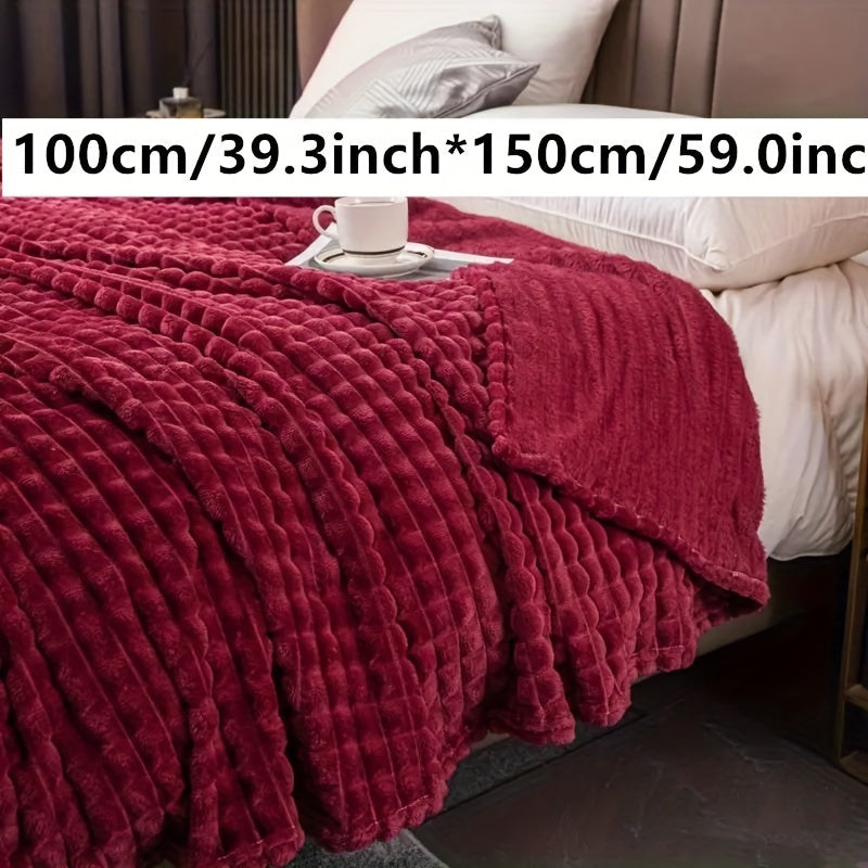 Плед из искусственного кроличьего меха в клетку - теплый и уютный плед для дивана, кровати или софы - мягкий и успокаивающий плед