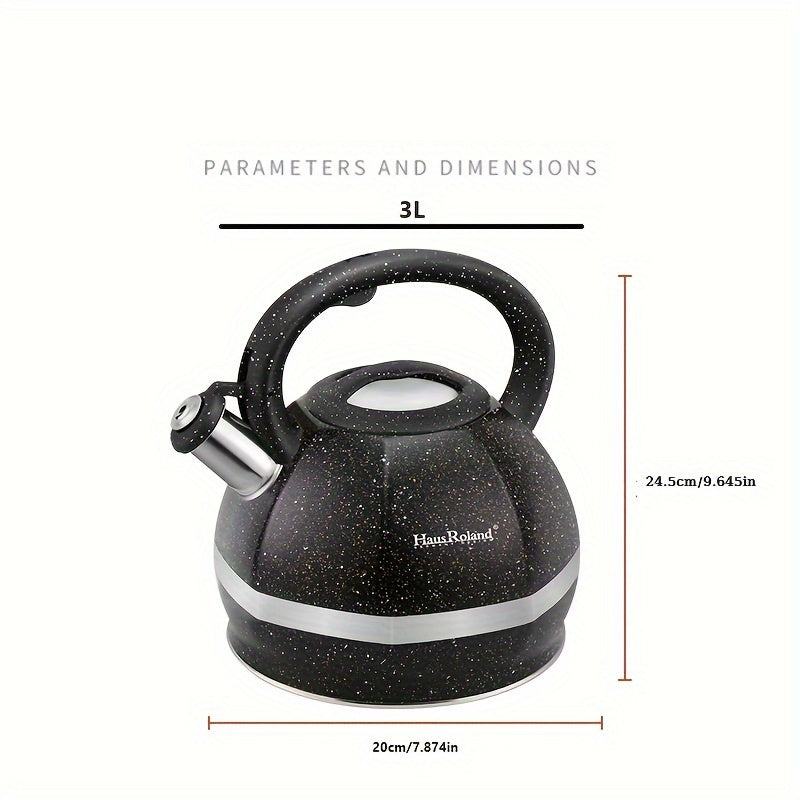 Stainless Steel Tea Kettle 3L with Whistle Heat-Proof Handle Gas Electric