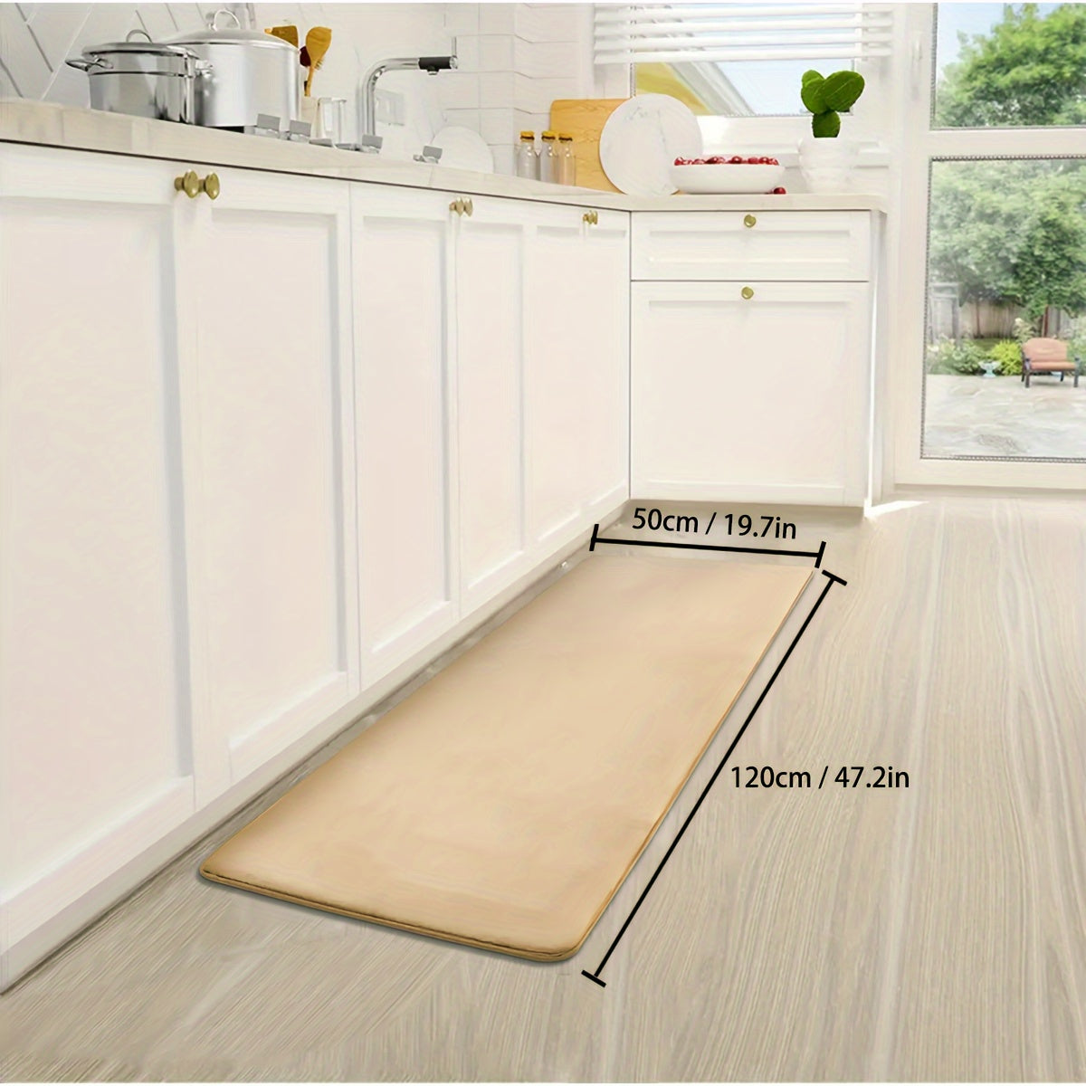 Polyester Kitchen Runner Mat Non-Slip Absorbent Low Pile Rectangular Rug