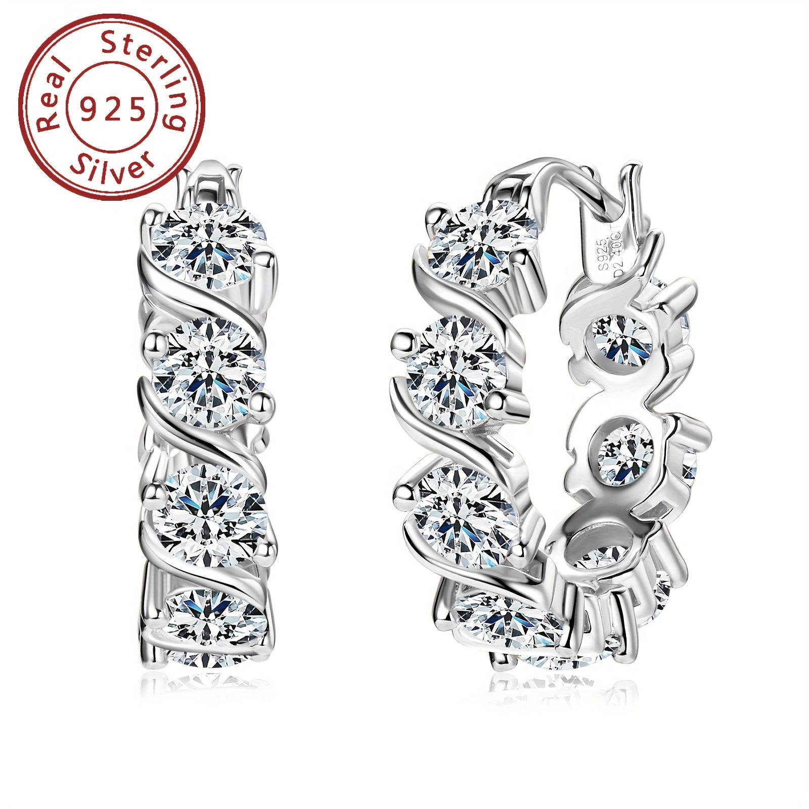 Sterling Silver Moissanite Earrings for Women 4mm Round 4.8ct Jewelry