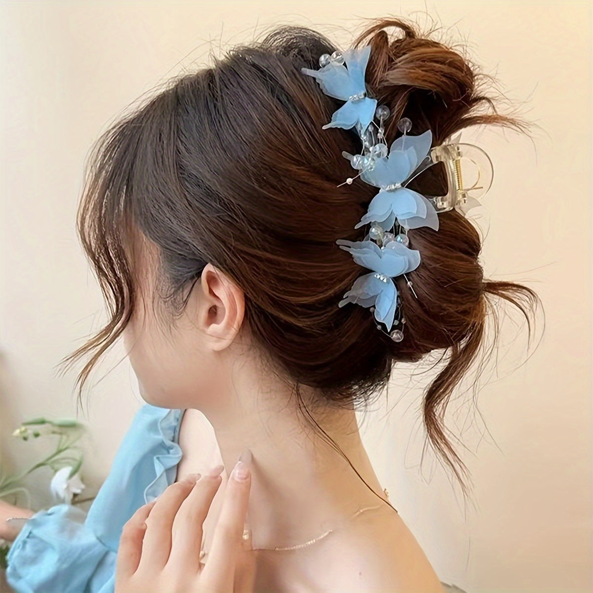 Large Plastic Butterfly Hair Clip for Women and Teens Elegant Solid Color Style