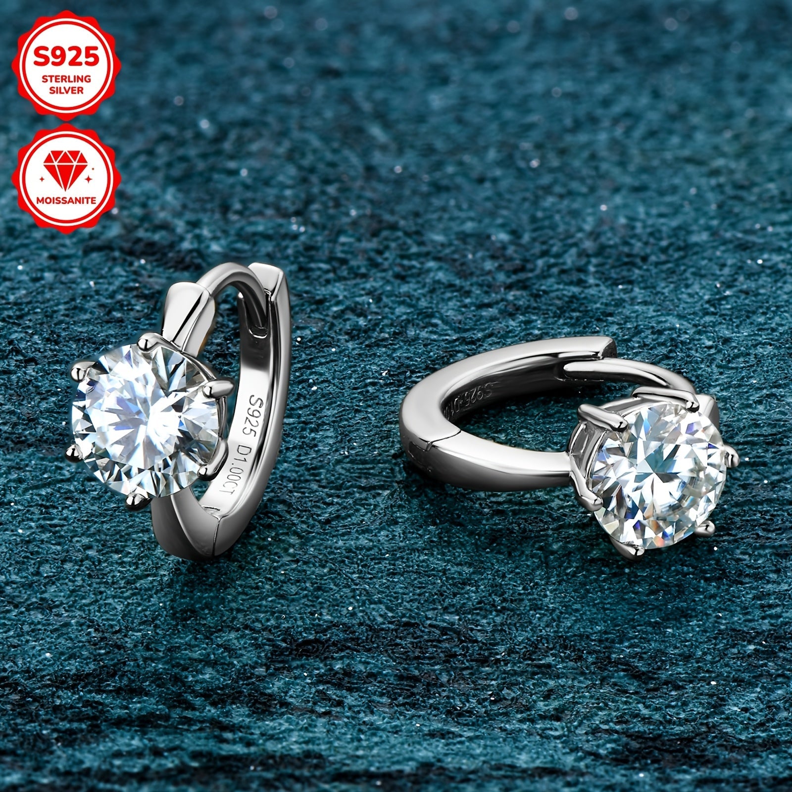 Sterling Silver Earrings with Mozambique Stones 6.5mm D Color Prong Set