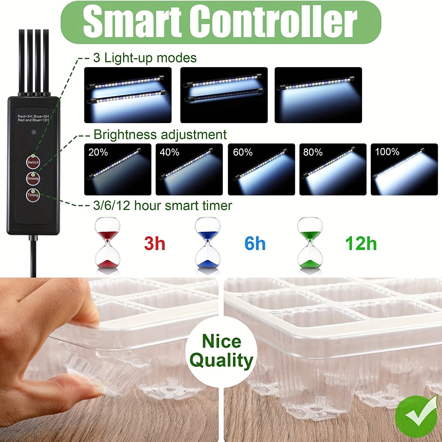 Seedling Starter Kit with 2 Trays High Dome 80 Cells LED Grow Lights Timer