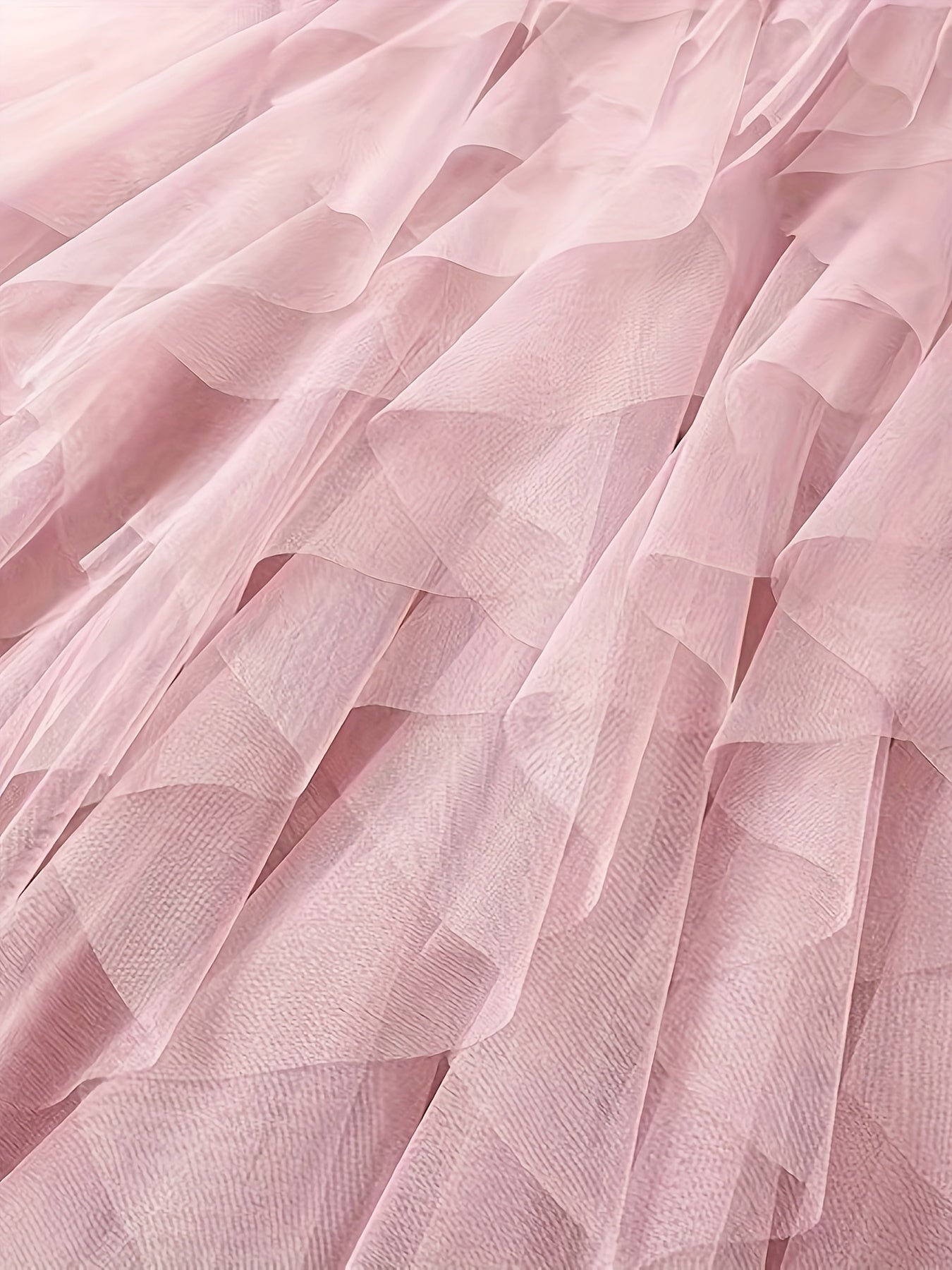 Plus Size Women's High-Waisted Flared Tulle Skirt Elastic Waist All-Season