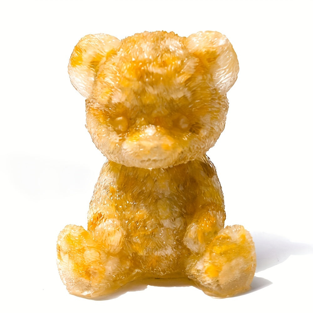 Figura de panda de resina con incrustaciones de piedra para decoración del hogar y fabricación de joyas